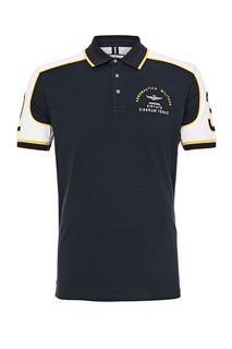 Футболка поло из хлопка с контрастными вставками Aeronautica Militare