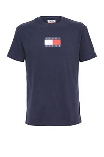 Синяя футболка из хлопка с логотипом бренда Tommy Jeans