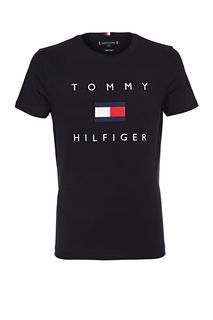 Футболка с вышитым логотипом бренда Tommy Hilfiger