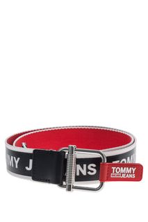 Белый текстильный ремень с контрастным принтом Tommy Jeans