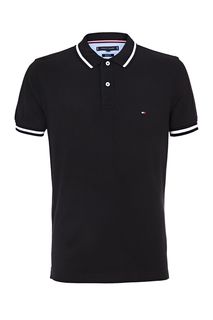 Хлопковая футболка поло черного цвета Tommy Hilfiger