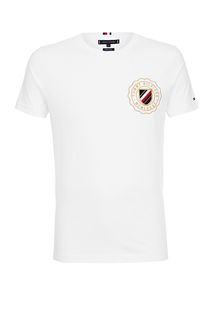 Белая футболка из хлопка с вышивкой Tommy Hilfiger