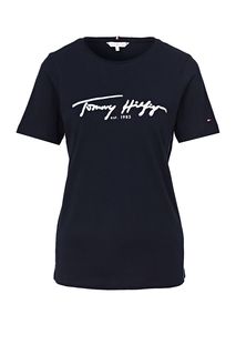 Футболка из хлопка с блестящим принтом Tommy Hilfiger