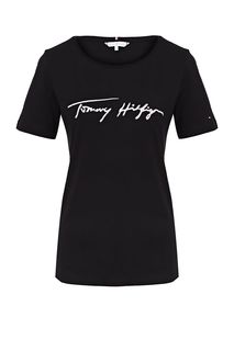 Футболка из хлопка с отделкой стразами Tommy Hilfiger