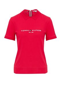 Розовая футболка поло с молнией сзади Tommy Hilfiger