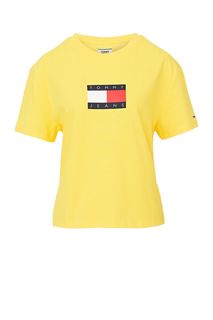 Желтая футболка из хлопка с логотипом бренда Tommy Jeans