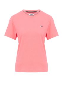 Базовая футболка из хлопка розового цвета Tommy Jeans