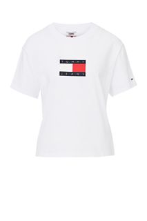 Белая футболка из хлопка с логотипом бренда Tommy Jeans
