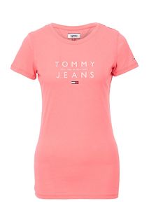 Розовая футболка с логотипом бренда Tommy Jeans