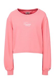 Розовый свитшот из хлопка с вышивкой Tommy Jeans