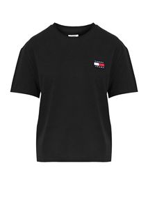 Черная футболка оверсайз с нашивкой Tommy Jeans