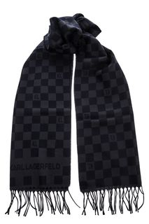 Двухцветный шерстяной шарф в клетку Karl Lagerfeld