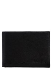 Черное кожаное портмоне с одним отделом для купюр Karl Lagerfeld