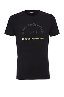 Черная футболка из хлопка с принтом Karl Lagerfeld