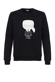 Черный свитшот из хлопка с принтом Karl Lagerfeld
