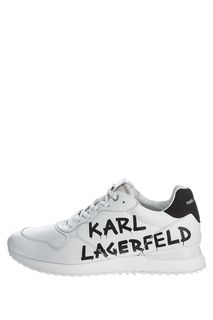 Белые кожаные кроссовки с декоративным принтом Karl Lagerfeld
