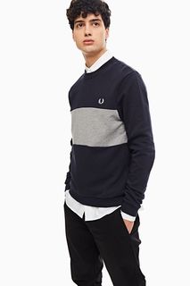 Свитшот из хлопка с контрастной вставкой Fred Perry