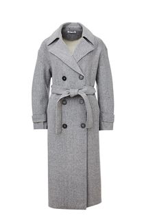 Длинное двубортное пальто с поясом Zarina