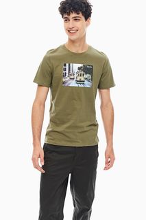 Хлопковая футболка с декоративным принтом Jack & Jones
