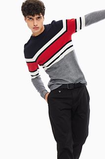 Хлопковый джемпер синего цвета в полоску Jack & Jones