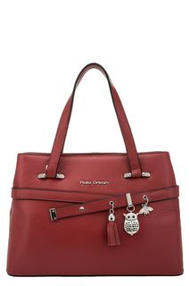 Красная кожаная сумка с декоративной отделкой Fiato Dream