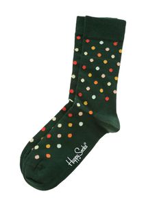 Зеленые носки из хлопка в горошек Happy Socks