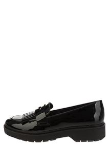 Черные лоферы из лаковой кожи Clarks