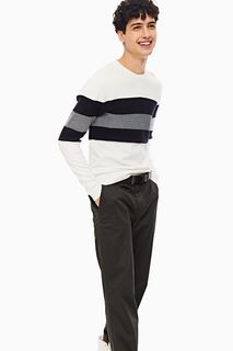 Двухцветный хлопковый джемпер в полоску Jack & Jones