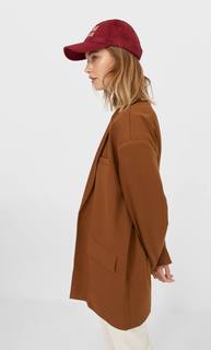 Stradivarius Пиджак Объемного Кроя Женская Коллекция Цвет Светлой Верблюжьей Шерсти S