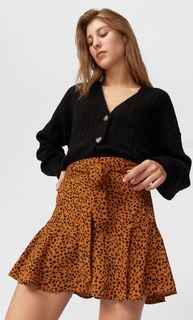 Stradivarius Юбка-Шорты Струящегося Кроя С Принтом Женская Коллекция Цвет Светлой Верблюжьей Шерсти Xl