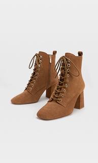 Stradivarius Замшевые Ботильоны На Высоком Каблуке И Со Шнуровкой Женская Коллекция Цвет Кожи 36