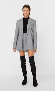 Stradivarius Открытый Пиджак В Клетку Женская Коллекция Цвет Небеленого Полотна Xs