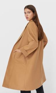Stradivarius Трикотажное Пальто Женская Коллекция Цвет Темной Верблюжьей Шерсти L