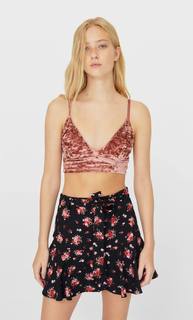 Stradivarius Бархатный Топ-Бралет Женская Коллекция Приглушенно-Розовый M
