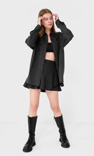 Stradivarius Юбка-Шорты С Воланом Женская Коллекция Темно-Серый Xl