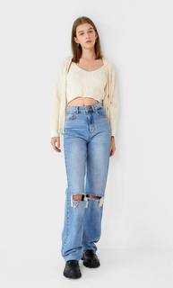 Stradivarius Трикотажный Топ С Узором «Косы» Женская Коллекция Ванильный S