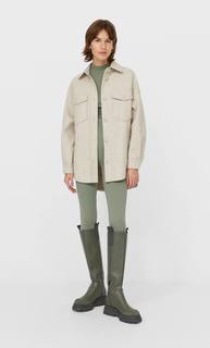 Stradivarius Трикотажная Куртка Оверсайз Женская Коллекция Цвет Небеленого Полотна Xs