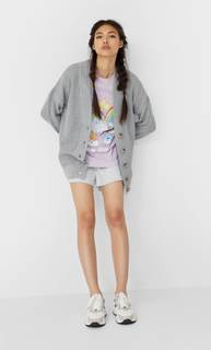 Stradivarius Кардиган В Стиле Oversize Женская Коллекция Пестро-Серый S