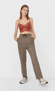 Stradivarius Базовые Трикотажные Джоггеры С Принтом Женская Коллекция Цвет Камня Xs