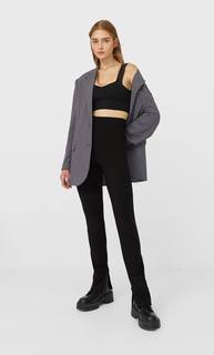 Stradivarius Трикотажный Топ-Бралет Со Шнуровкой Женская Коллекция Черный M