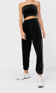 Stradivarius Джоггеры Из Бархатной Ткани Женская Коллекция Черный L