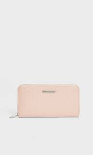 Stradivarius Бумажник С Плетеным Узором Женская Коллекция Цвет Розового Макияжа 103