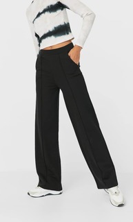 Stradivarius Трикотажные Брюки Прямого Кроя Женская Коллекция Черный M