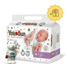 Подгузники YokoSun Premium NB (0-5 кг) 36 шт.+ Игрушка для ванной котик Йоко в подарок