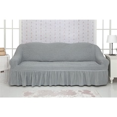 Чехол на трехместный диван с оборкой CONCORDIA Triple sofa, серый Venera