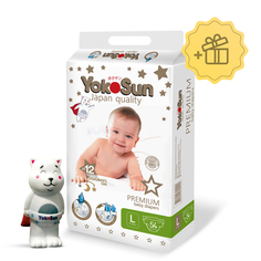 Подгузники YokoSun Premium L (9-13 кг) 54 шт.+ Игрушка для ванной котик Йоко в подарок
