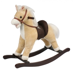 Качалка-лошадка Pituso музыкальная, бежевая, 74х30х62 см