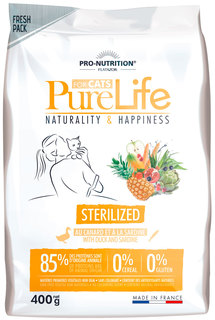 Сухой корм для кошек Flatazor PURE LIFE ADULT STERILISED, утка, 0.4кг
