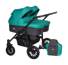 Коляска для близнецов SAXO RIKO BASIC 01 бирюзовый-чёрный