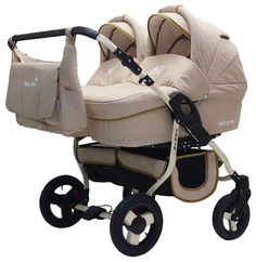Коляска для двойни Bart-Plast Fenix Duo Prime универсальная 2 в 1 коричневый лен 05